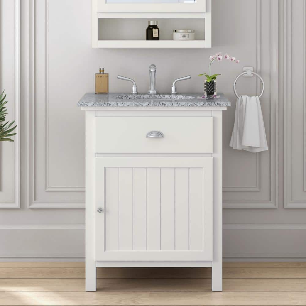 Ridgemore 28 in. Single Sink White Bath Vanity with Gray Granite Top (Assembled) price history on PriceWatchPro