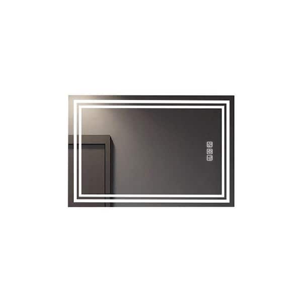 40 in. W x 32 in. H Rectangular Frameless Wall Bathroom Vanity Mirror w/Front and Back Light, 3 Colors, Memory Function