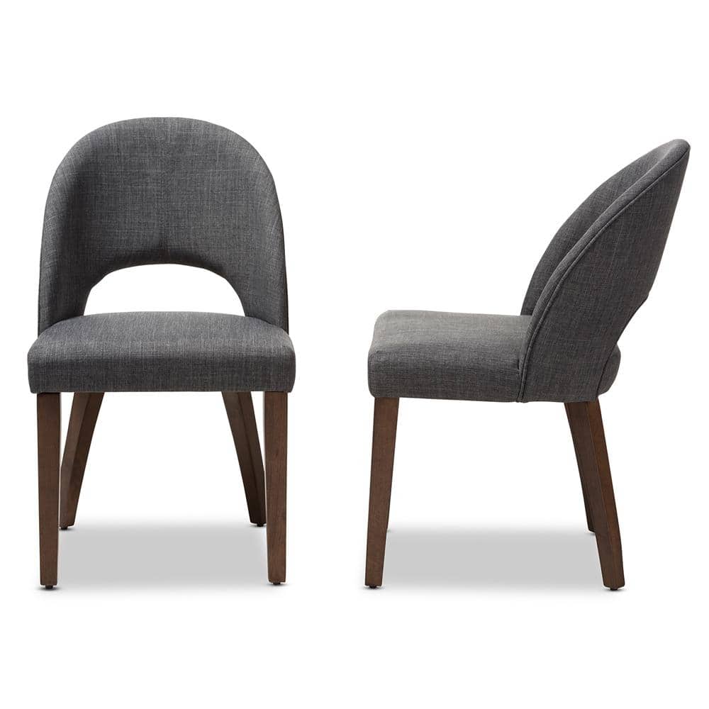 Parsons High-Back Side Chair in Dark Grey with Wood & Cane