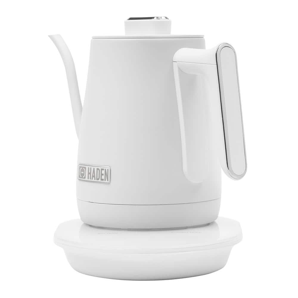 Ivory and Chrome Stainless Steel Gooseneck Electric Kettle