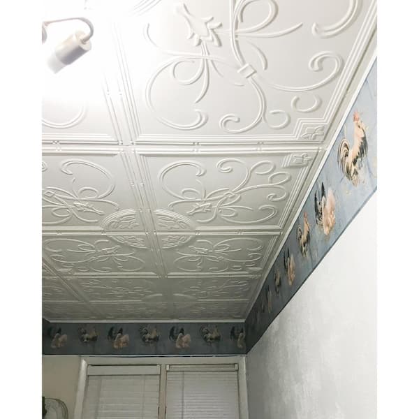 New Orleans 2 ft. x 2 ft. Lay-in or Glue-up Ceiling Tile in White (40 sq. ft. / case)