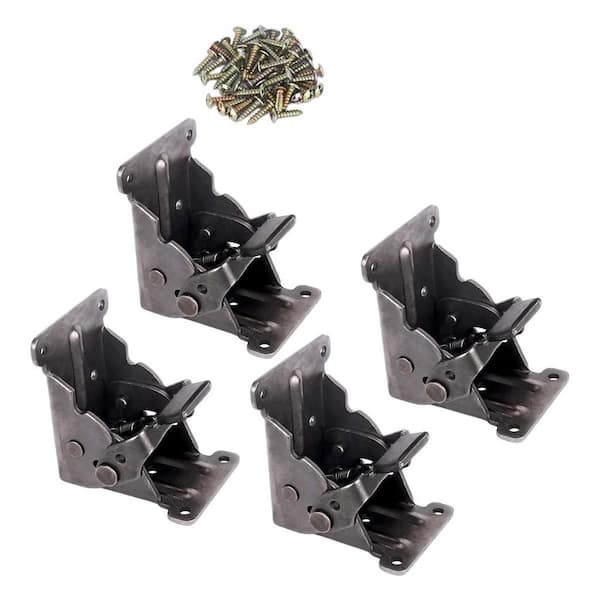 4 Pack Metal Locking Hinge for Folding Table Brackets, Heavy Duty Folding Brackets 90° Self Locking Folding Hinge