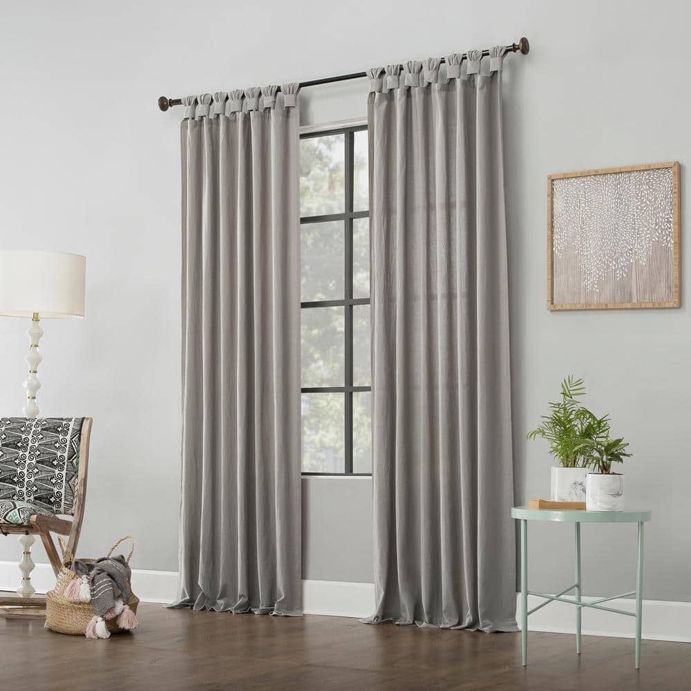 Silver Light Filtering Cotton Tab Top Panel Curtains