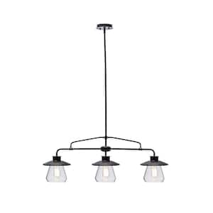 Nate 3-Light Oil Rubbed Bronze Pendant With Clear Glass Shades