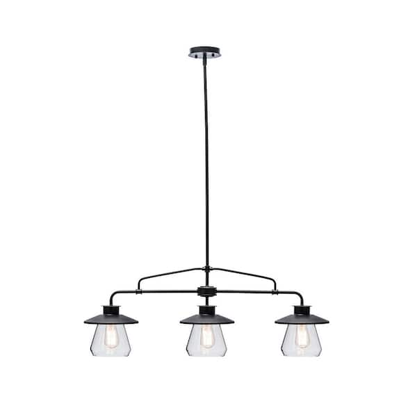 Globe Electric Nate 3-Light Oil Rubbed Bronze Pendant With Clear Glass Shades