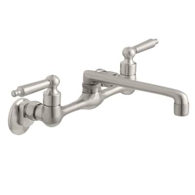 Glacier Bay 555 913 2-handle Wall-mount Bridge Kitchen Faucet With Soap Dish Chr