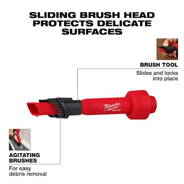 Milwaukee - AIR-TIP 1-1/4 in. - 2-1/2 in. 2-IN-1 Utility Brush Power Tool Attachment for Wet/Dry Shop Vacuum (1-Piece)