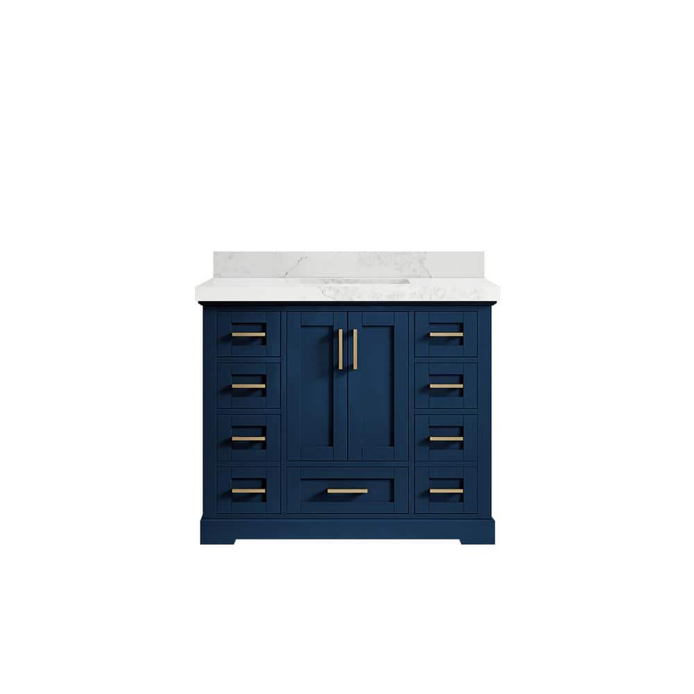 "Boston 42 in. W x 22 in. D x 36 in. H Bath Vanity in Navy Blue with 2"" Calacatta Nuvo Top" price history on PriceWatchPro