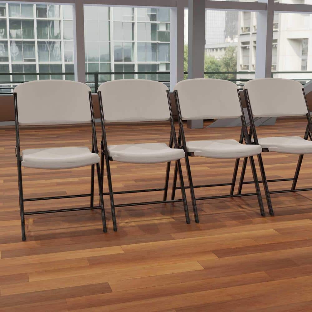 Putty Polyethylene and Steel Indoor/Outdoor Folding Chair Set