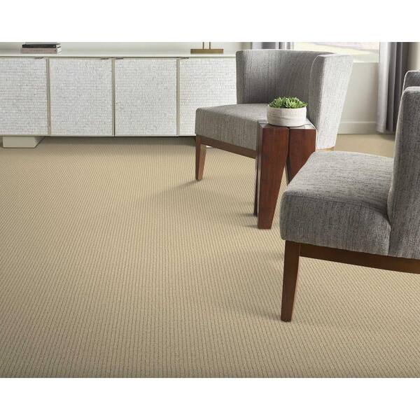 Hampton Rib - Manila - Yellow 13.2 ft. 32 oz. Wool Loop Installed Carpet