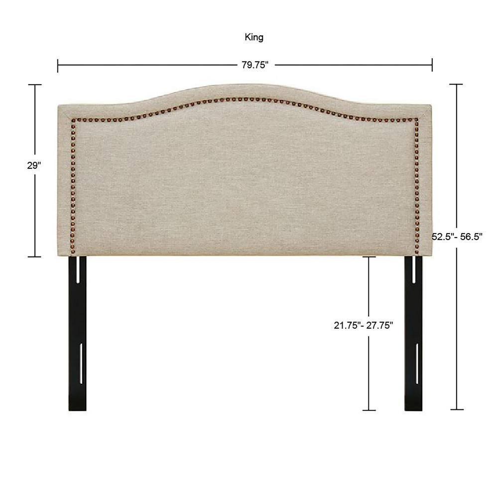 Natural Upholstered King Headboard with Metal Legs