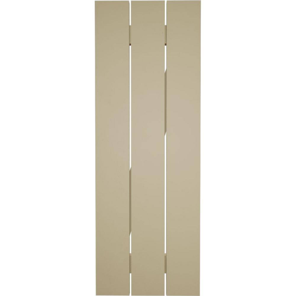 Primed Tan 28" Rustic Faux Wood Board-n-Batten Shutters
