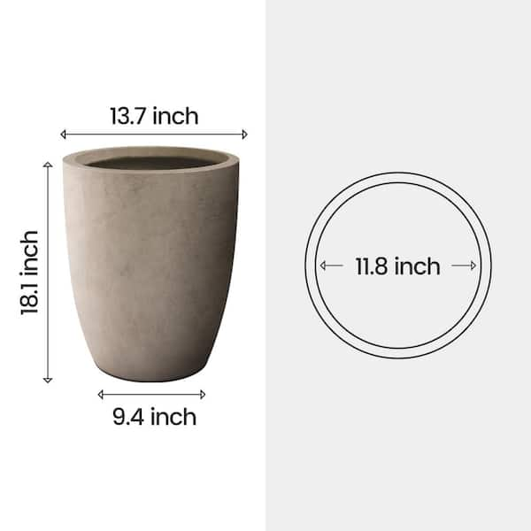 PLANTARA 14 in. D Round Concrete planter with Drainage Hole