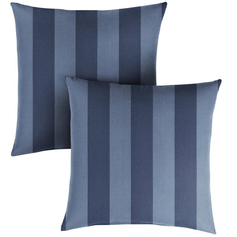 Sorra Home 18 in. x 18 in. x 6 in. Gardenia Seaglass Square Outdoor/Indoor Corded Throw Pillow (Set of 2), Blue