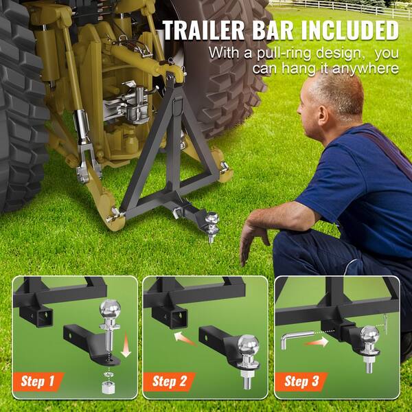 thumbnail image 2 of HECASA 3 Point 2 Inch Trailer Hitch Receiver Drawbar For 2 of 14