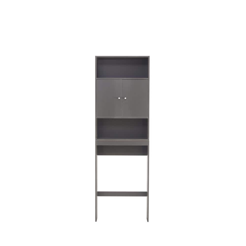 24.80 in. W x 7.87 in. D x 76.77 in. H Linen Cabinet with 2-Doors and Adjustable Shelves in Gray, Grey