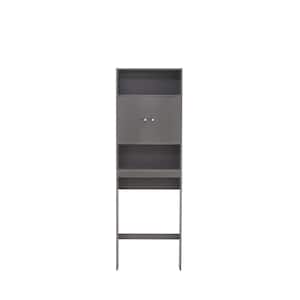 24.80 in. W x 7.87 in. D x 76.77 in. H Linen Cabinet with 2-Doors and Adjustable Shelves in Gray