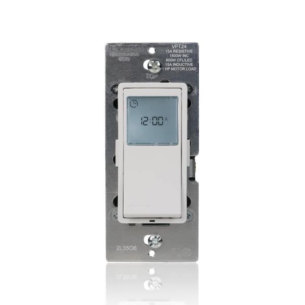 Decora 15 Amp 24-Hour Indoor Programmable and Astronomical Digital Timer Switch for Light/Motor Loads, White VPT24-1LW