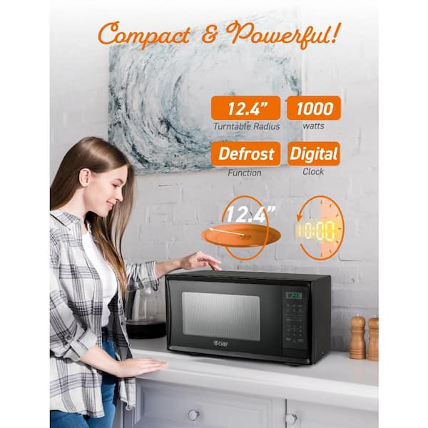 Impecca 1.1 Cu Ft Countertop Microwave Oven, 1000w W/ 10 Power