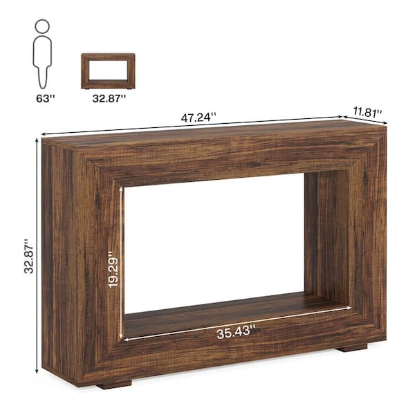 Turrella 47 in. Rustic Brown Rectangle MDF Console Table with Storage, Accent Table for Living Room, Entrance, Hallway