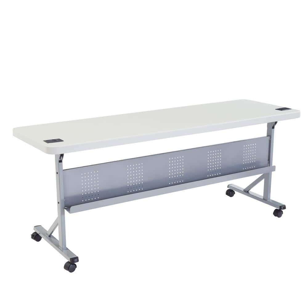 Speckled Gray Polypropylene Folding Training Table with Casters