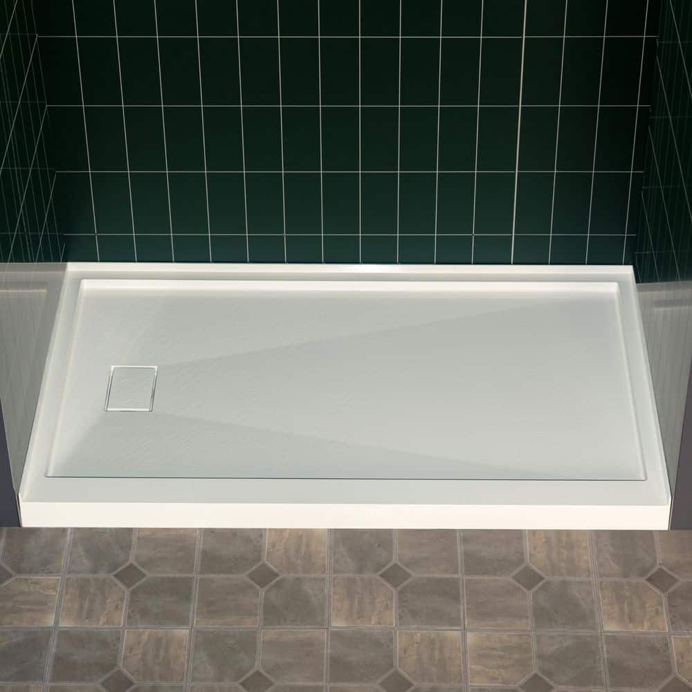 60 in. L x 32 in. W Solid Surface Alcove Shower Pan Base with Center Drain in White, Slip-Resistant and Mold-Resistant price history on PriceWatchPro