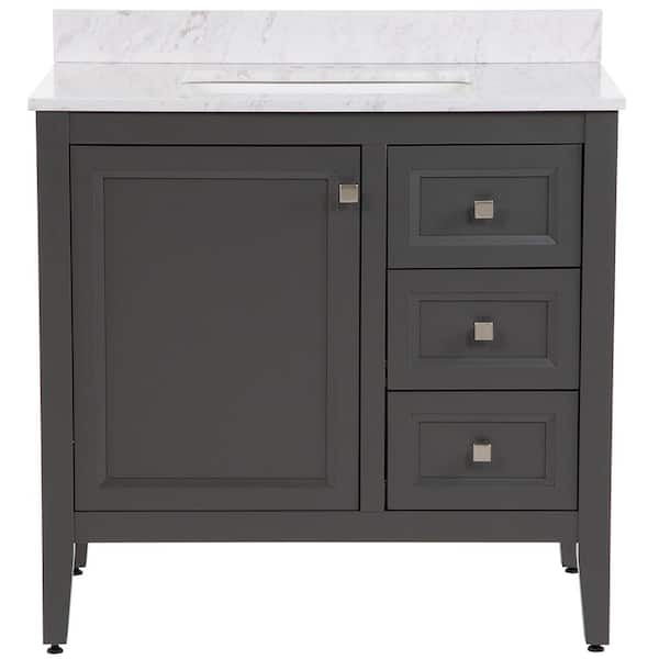 Darcy 37 in. Single Sink Shale Gray Bath Vanity with Lunar Cultured Marble Top (Assembled)