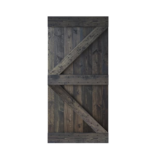 COAST SEQUOIA INC K Series 42 in. x 84 in. Carbon Grey DIY Knotty Pine Wood Barn Door Slab