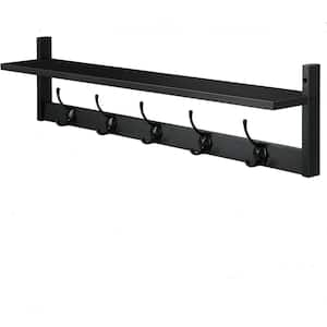 White Floating Coat and Hat Wall Shelf Rack, 5 Pegs Hook TG552036 - The  Home Depot