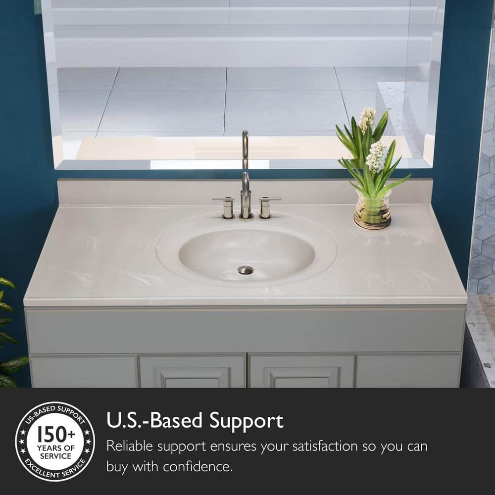 49-Inch White Cultured Marble Vanity Top with Backsplash