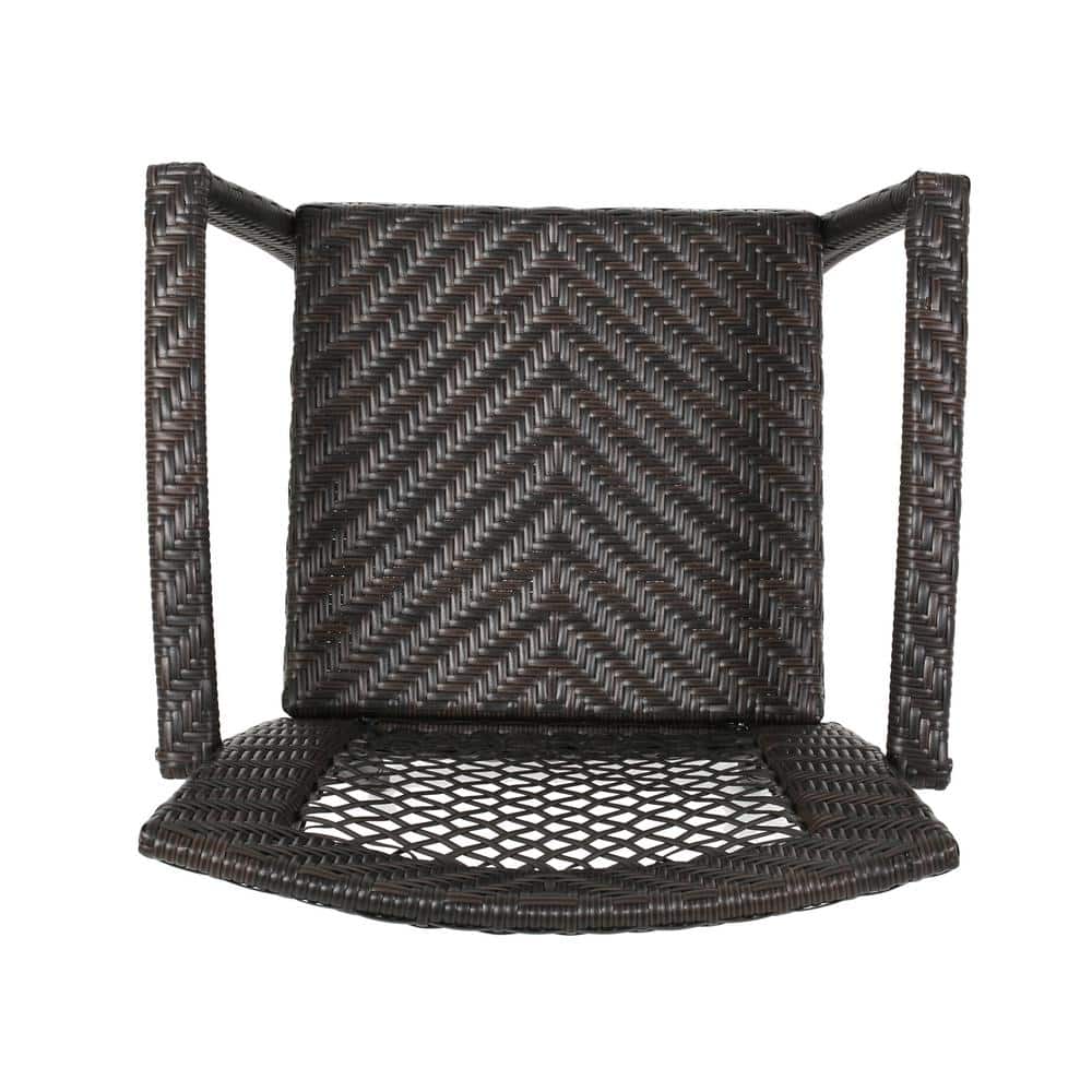 Megan 46" Dark Brown Wicker Outdoor Barstool Set