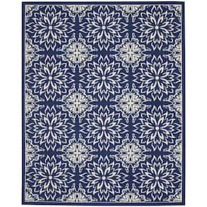 Jubilant Navy/Ivory 8 ft. x 10 ft. Floral Transitional Area Rug