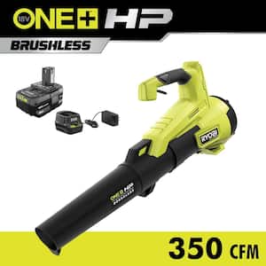 ONE+ HP 18V Brushless 110 MPH 350 CFM Cordless Variable-Speed Jet Fan Leaf Blower w/ 4.0 Ah Battery and Charger