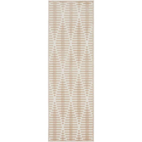 Nourison Casual Beige 2 ft. x 6 ft. Diamond Contemporary Runner Area Rug