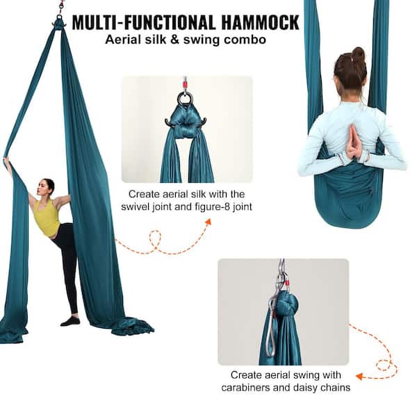 VEVOR Aerial Silk and Yoga Swing 11 Yards Aerial Yoga Hammock Kit with  100gsm Nylon Fabric, Green DCK10X28MMLCZSF51V0 - The Home Depot
