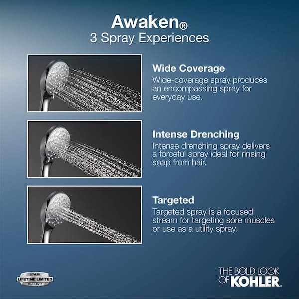 KOHLER Lively 4-Spray Patterns Wall Mount 4.312 in. Handheld Shower Head in  Vibrant Brushed Nickel K-R26822-G-BN - The Home Depot