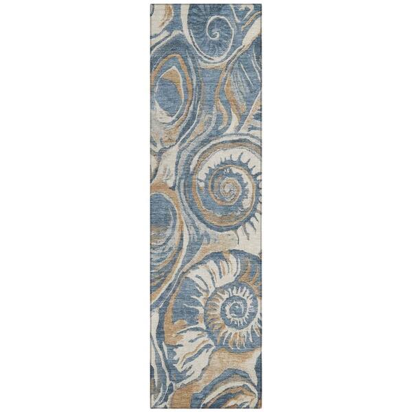 Chantille Machine Washable Indoor/Outdoor Abstract ACN3019 Denim 2 ft. x 7 ft. Runner Rug