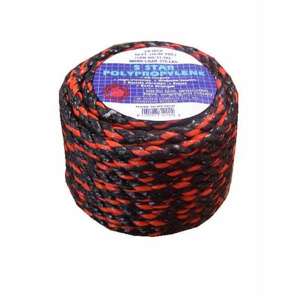 T.W. Evans Cordage 3/8 in. x 100 ft. California Truck Rope Polypro in Black and Orange