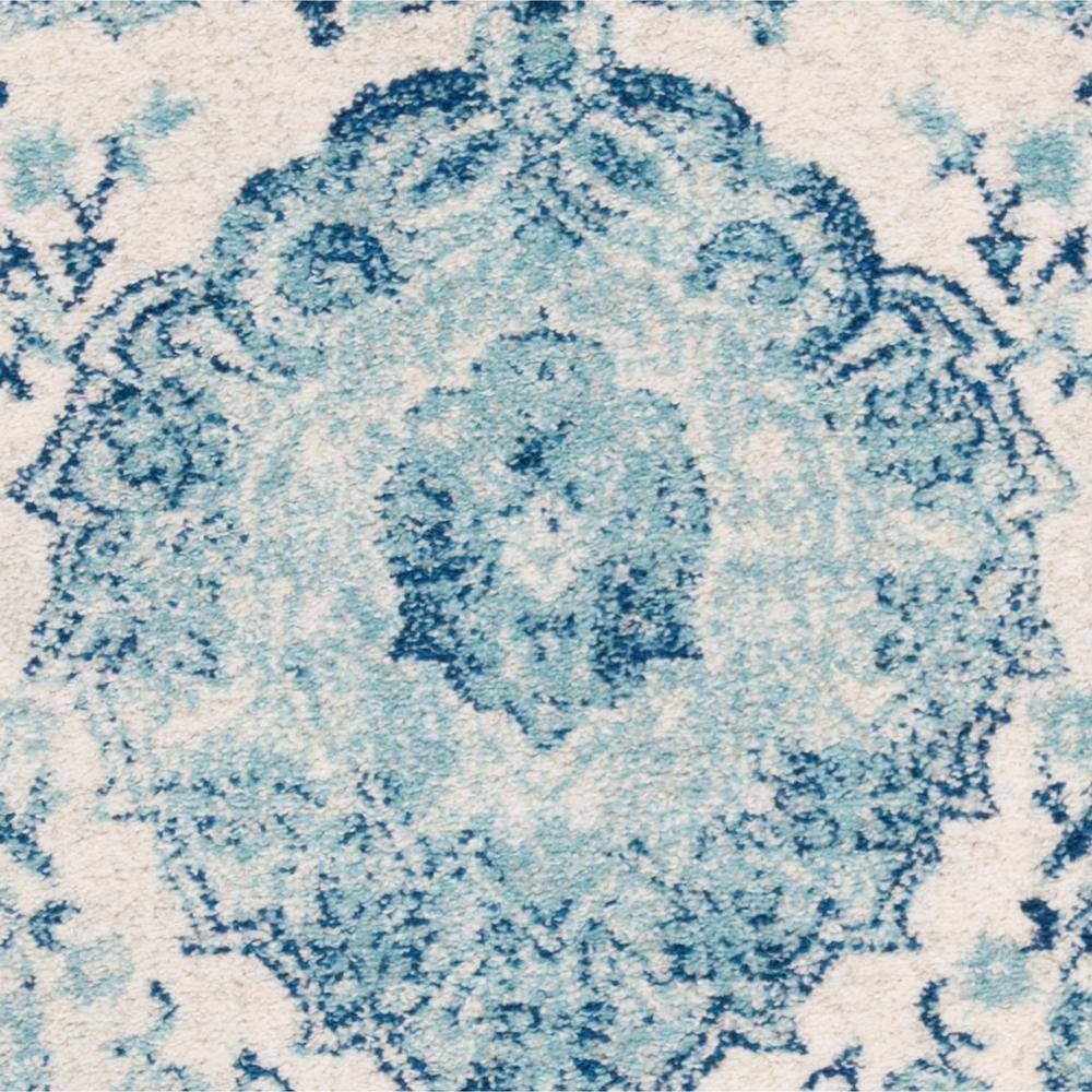 Beige and Turquoise 4' x 6' Synthetic Reversible Area Rug