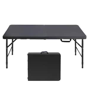 4 ft. Black Metal and Plastic Portable Folding Camping Table
