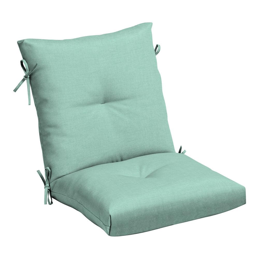 Aqua Green Polyester Outdoor Dining Chair Cushion with Ties