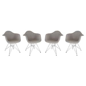Willow Grey Polyester Arm Chair Set of 4