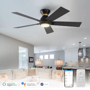 Aspen 52 in. Dimmable LED Indoor/Outdoor Black Smart Ceiling Fan with Light and Remote, Works with Alexa/Google Home