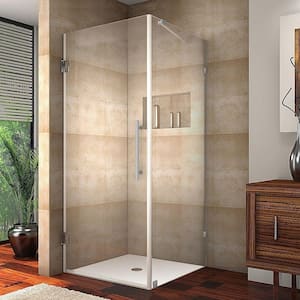 Aquadica 32 in. x 72 in. Frameless Square Shower Enclosure in Chrome with Clear Glass