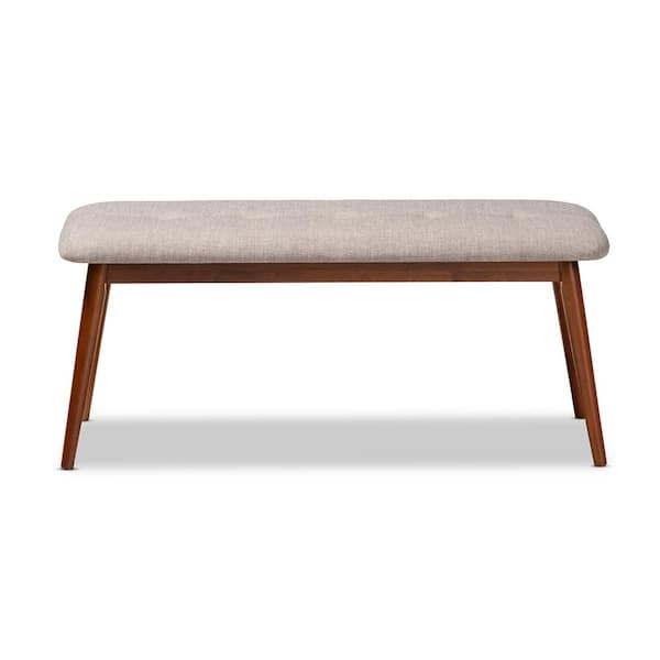 Baxton Studio Flora Light Gray and Oak Fabric Dining Bench
