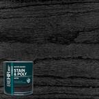 1 qt. TIS-083 True Black Satin Semi-Transparent Water-Based Interior Wood Stain and Poly in One