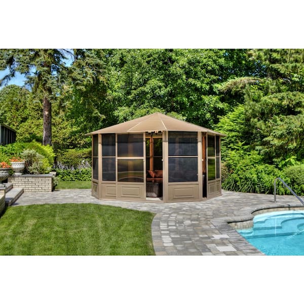 Gazebo Penguin 12 ft. x 12 ft. Florence Solarium Metal Roof Sand 41212MR-12