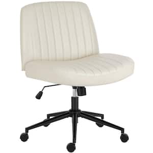 Beatriz Faux Leather Adjustable Height Ergonomic Computer Task Chair in Beige with Wheels