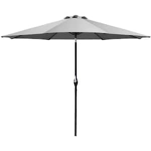 9 ft. Market Outdoor Patio Umbrella Picnic Table Umbrella with Push Button Tilt and Crank in Black