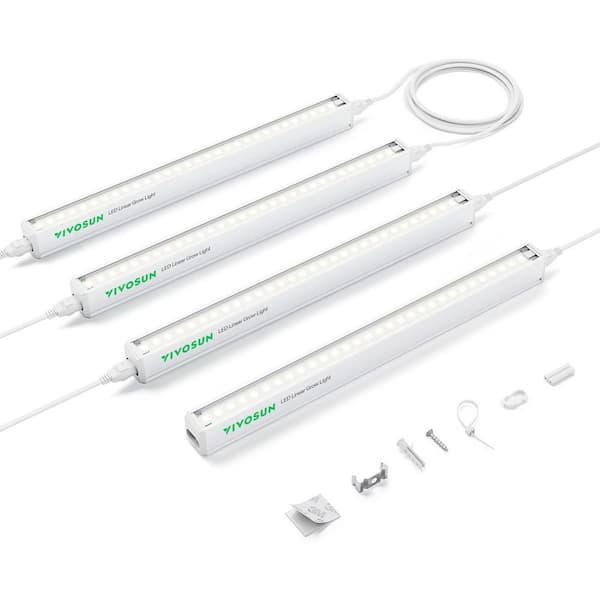 VIVOSUN 1 ft. 6W/Bar 5000K T5 Linear LED Grow Light, Full Spectrum, ‎Cool White (4-Pack)